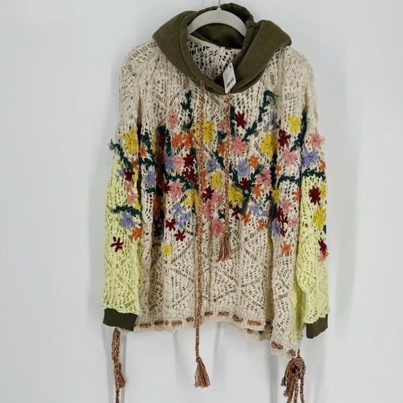 Free People Sweaters - free people floral sweater hoodie NEW WITH TAGS!